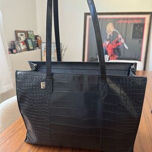 Beis work tote in black croc